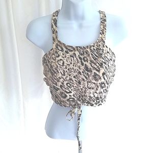 All In Motion Women's Black and Cream Tie Around Swimsuit Top Size XL 16